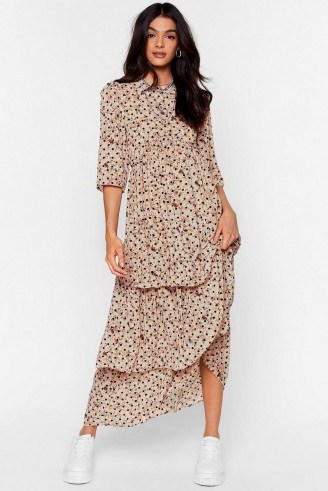NASTY GAL Call the Spots Tiered Maxi Dress in Cream - flipped