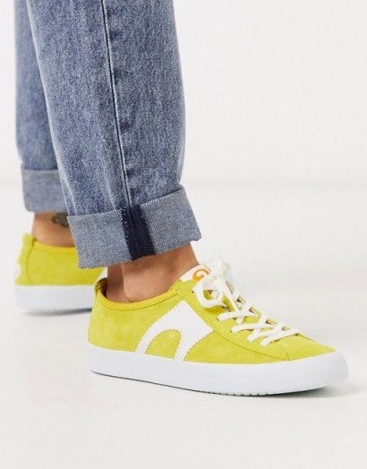 Camper Imar trainer in yellow suede – bright sports luxe trainers - flipped