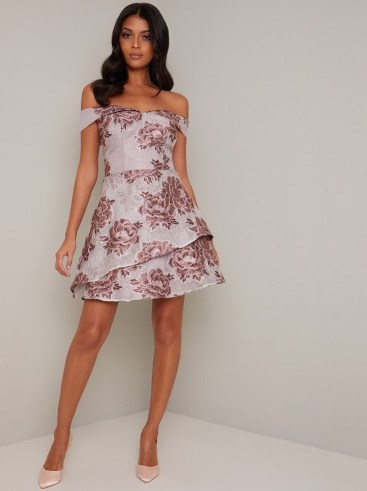 Chi Chi Freja Dress in Lilac – off the shoulder party dresses - flipped