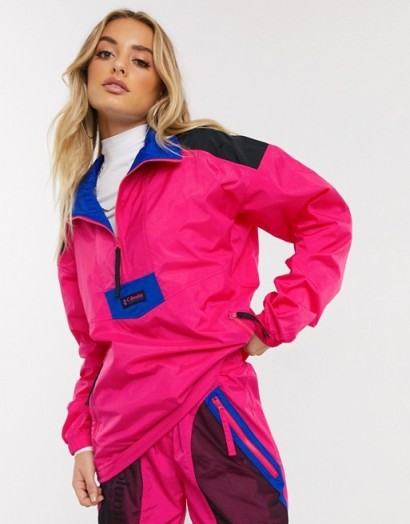 Columbia Santa Ana anorak jacket in pink in cactus pink/black – bright outdoor clothing