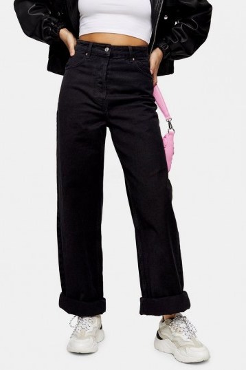 CONSIDERED Topshop One Washed Black Mom Tapered Jeans - flipped