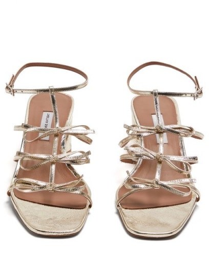 TABITHA SIMMONS Covie bow-embellished metallic-leather sandals in gold - flipped
