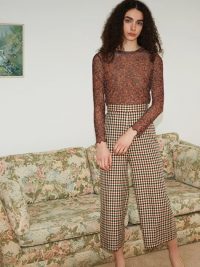 Nobodys Child Cream and Brown Check Audrey Wide Leg Culottes – cropped pants