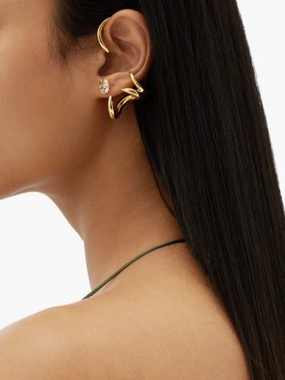 RYAN STORER Crystal & 14kt gold-plated ear cuffs and earrings