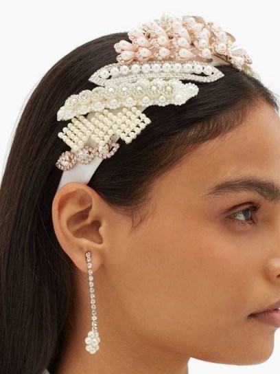 GERMANIER Crystal and faux pearl-embellished headband - flipped