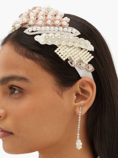 GERMANIER Crystal and faux pearl-embellished headband