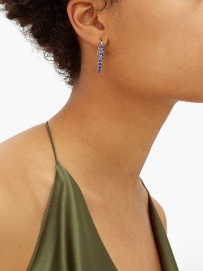 HILLIER BARTLEY Blue crystal-pavé paperclip single earring / single drop earrings - flipped