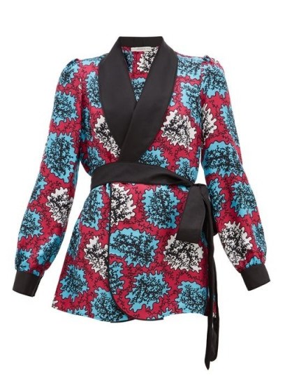MARY KATRANTZOU Darcy coral-print silk-twill robe jacket - flipped