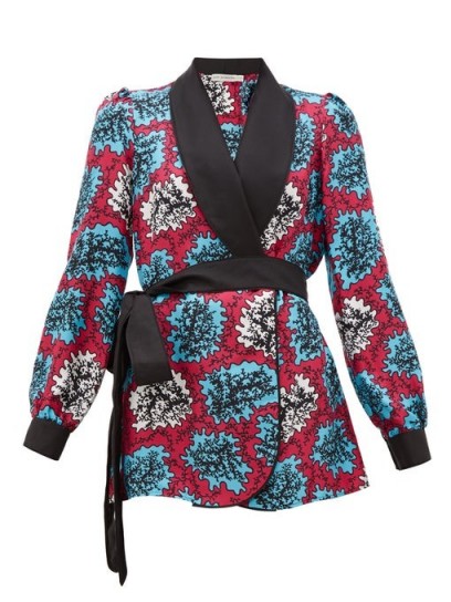 MARY KATRANTZOU Darcy coral-print silk-twill robe jacket