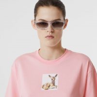 Burberry Deer Print Cotton T-shirt Candy Pink | cute animal prints
