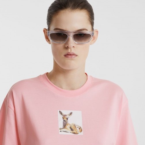 Burberry Deer Print Cotton T-shirt Candy Pink | cute animal prints - flipped
