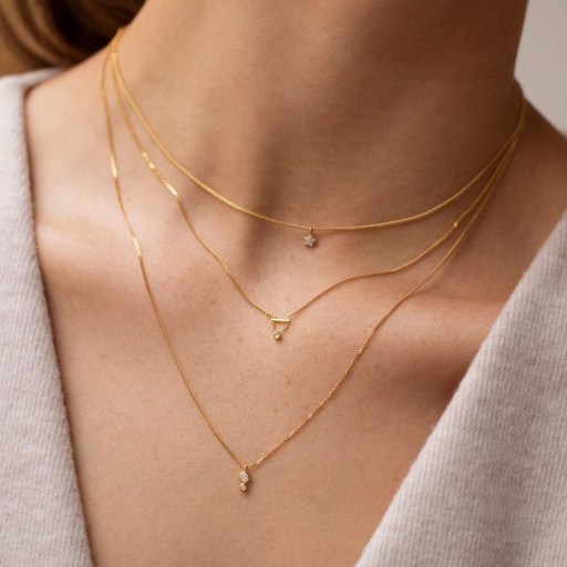 Astrid & Miyu Diamond Bar Necklace in Gold / dainty pendant necklaces - flipped