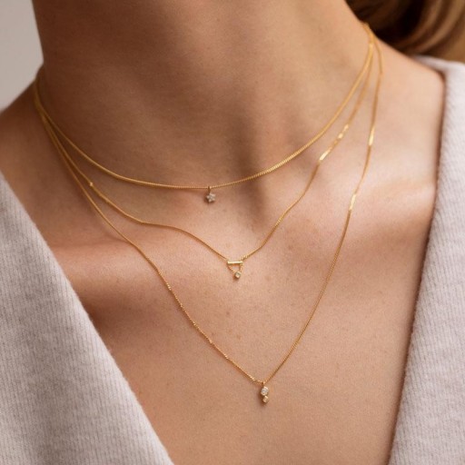 Astrid & Miyu Diamond Bar Necklace in Gold / dainty pendant necklaces