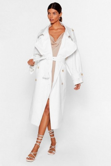 NASTY GAL x Josefine H.J Don’t Sugar Coat It Belted Trench Coat in White