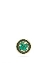 ALISON LOU E emerald & 14kt gold single stud earring in green | small round studs