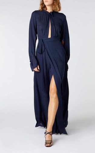 ROLAND MOURET EVORA GOWN in NAVY ~ dark blue gowns ~ elegant evet dresses - flipped