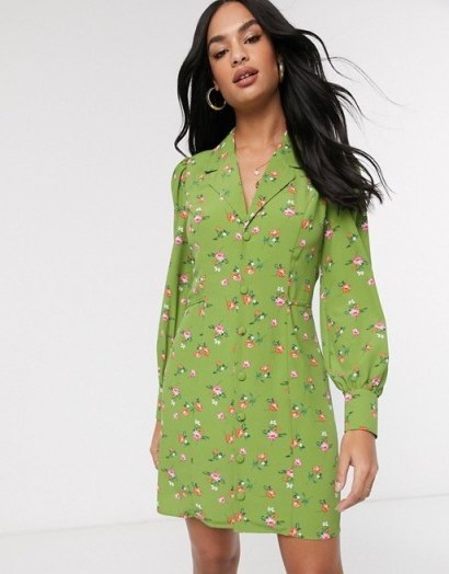 Fashion Union button up mini dress in ditsy floral - flipped