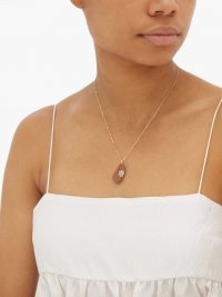 CVC STONES Feel diamond & 18kt gold pebble-charm necklace ~ stone pendant necklaces