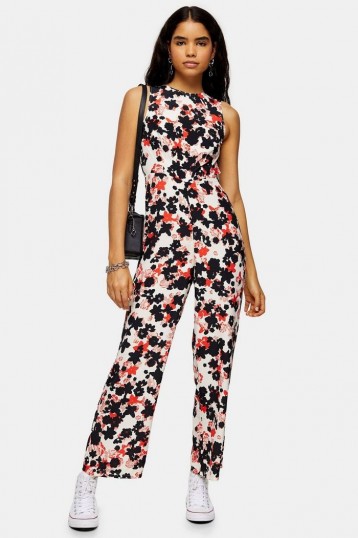 TOPSHOP Floral Print Jumpsuit / sleeveless jumpsuits