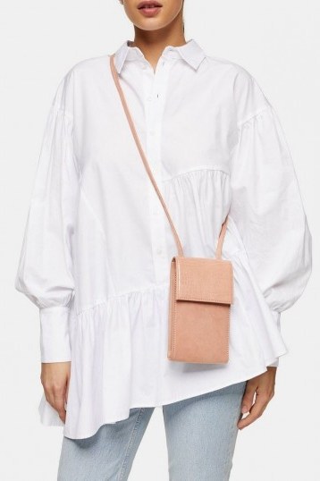 Topshop FRANCIS North/South Cross Body Bag in Peach - flipped