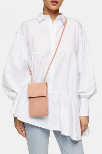 Topshop FRANCIS North/South Cross Body Bag in Peach
