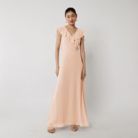 WAREHOUSE FRILL WRAP BRIDESMAID DRESS LIGHT PINK – elegant bridesmaids dresses