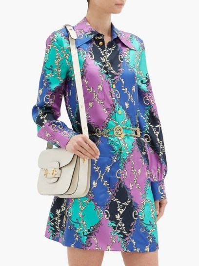 GUCCI GG diamond-print silk-twill mini dress in purple | vintage look fashion - flipped