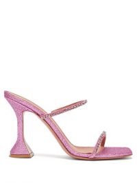 AMINA MUADDI Gilda crystal-embellished glittered sandals in fuchsia-pink