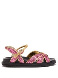 MARNI Glitter-strap butterfly sandals in pink glitter