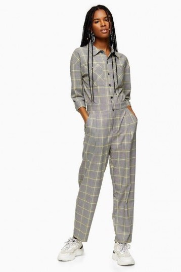 TOPSHOP Grey Check Boiler Suit – checked boilersuit - flipped