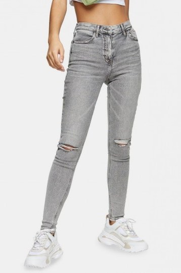 Topshop Grey Knee Rip Jamie Skinny Jeans | damaged skinnies - flipped