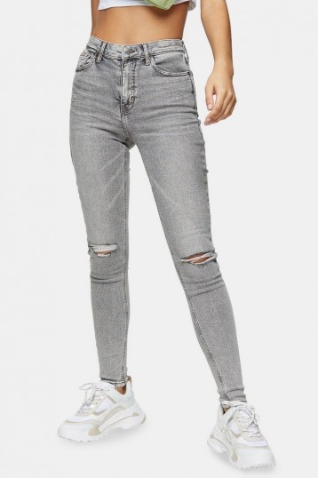 Topshop Grey Knee Rip Jamie Skinny Jeans | damaged skinnies