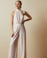 TED BAKER SIAAA Halter neck jumpsuit in light pink / glamorous occasion wear / halterneck partywear