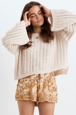 SPELL and the GYPSY COLLECTIVE HEATHER KNIT JUMPER Cream - flipped