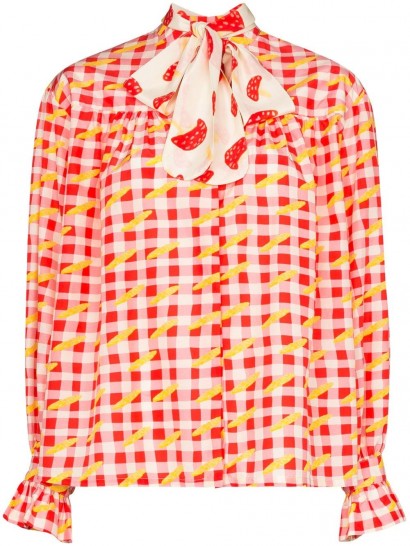 HELMSTEDT checked pussy-bow blouse / fruit print blouses