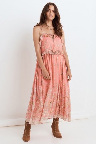 SPELL & THE GYPSY COLLECTIVE HENDRIX STRAPPY MAXI DRESS Dusty Pink / ruffle trim dresses - flipped