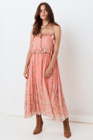 SPELL & THE GYPSY COLLECTIVE HENDRIX STRAPPY MAXI DRESS Dusty Pink / ruffle trim dresses