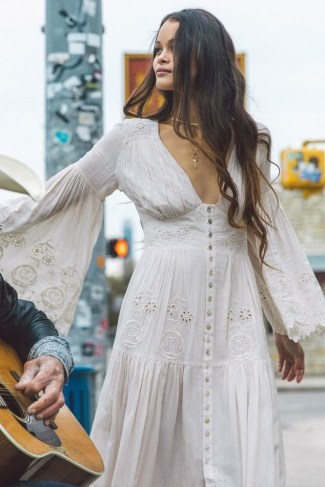 SPELL and the GYPSY COLLECTIVE IMOGEN EMBROIDERED GOWN in Cream - flipped