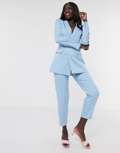 In The Style x Laura Jade tailored double breast blazer co ord in blue – fashion sets for spring - flipped