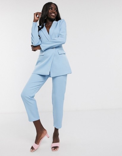 In The Style x Laura Jade tailored double breast blazer co ord in blue – fashion sets for spring