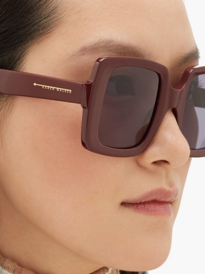 KAREN WALKER EYEWEAR Isadore oversized square acetate sunglasses in burgundy – large thick-rimmed sunnies