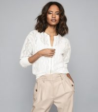 REISS IVY FINE-KNIT BOMBER JACKET WHITE ~ weekend luxe