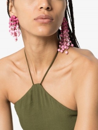 Jacquemus Pink Les Mimosas Asymmetric Beaded Earrings