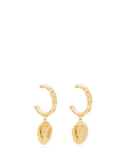 ELISE TSIKIS Jalla heart gold-plated hoop earrings | disc drop hoops | hearts