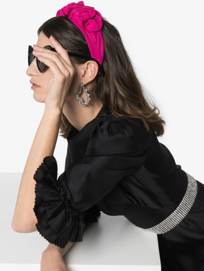 JENNIFER BEHR Rosette silk headband in hot-pink | bright coloured headbands