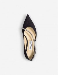 JIMMY CHOO Trude black-suede and crystal flats | pointy toes