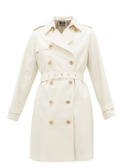 A.P.C. Josephine double-breasted cotton trench coat in ivory - flipped