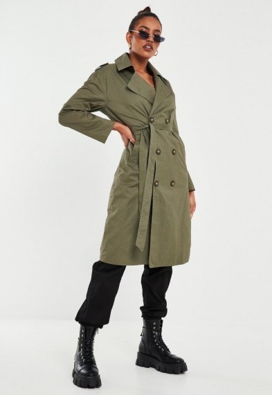 MISSGUIDED khaki oversized trench coat - flipped