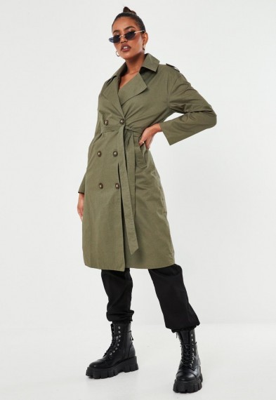 MISSGUIDED khaki oversized trench coat