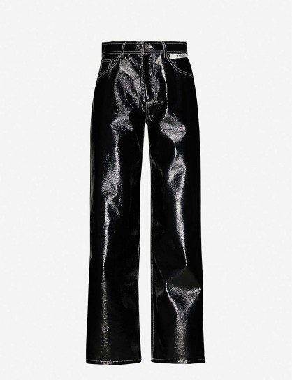 KIMHEKIM Wide-fit high-rise black vinyl trousers ~ high-shine pants